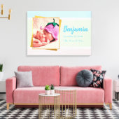 Sweet Pastel Baby Boy Foto geboortedatum Canvas Afdruk (Insitu (Woonkamer))