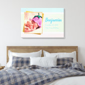 Sweet Pastel Baby Boy Foto geboortedatum Canvas Afdruk (Insitu (Slaapkamer))