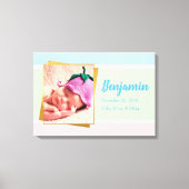 Sweet Pastel Baby Boy Foto geboortedatum Canvas Afdruk (Voorkant)