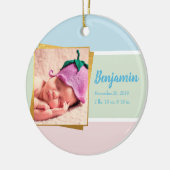Sweet Pastel Baby Boy Foto geboortedatum Keramisch Ornament (Links)