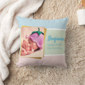 Sweet Pastel Baby Boy Foto geboortedatum Kussen (Deken)