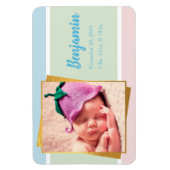 Sweet Pastel Baby Boy Foto geboortedatum Magneet (Verticaal)