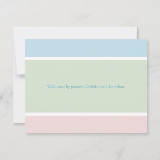 Sweet Pastel Baby Boy Foto geboortedatum Notitiekaartje (Achterkant)