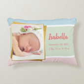 Sweet Pastel Baby Girl Foto geboortedatum Accent Kussen (Voorkant)