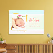 Sweet Pastel Baby Girl Foto geboortedatum Canvas Afdruk (Insitu (Woonkamer))
