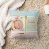 Sweet Pastel Baby Girl Foto geboortedatum Kussen (Deken)