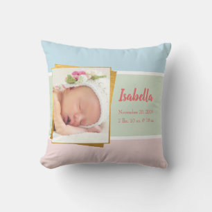 Sweet Pastel Baby Girl Foto geboortedatum Kussen