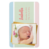Sweet Pastel Baby Girl Foto geboortedatum Magneet (Verticaal)