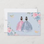 Sweet Pastel Blauw Roze Quinceañera Twins Antwoord (Achterkant)