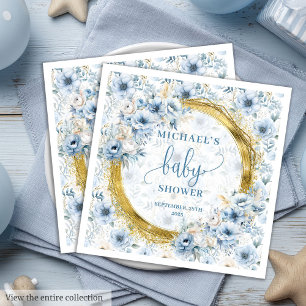 Sweet pastel blue flowers gouden baby showers serv servet