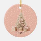 Sweet Pastel Blush Pink Snowflake & Kerstboom Keramisch Ornament (Voorkant)