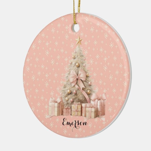 Sweet Pastel Blush Pink Snowflake & Kerstboom Keramisch Ornament (Links)