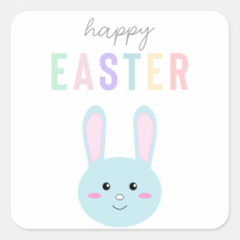 Sweet Pastel Bunny Happy Easter Schattige Kawaii Vierkante Sticker