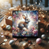 Sweet Pastel Bunny Waterverf Glitter Pasen Feestdagenkaart