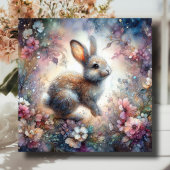 Sweet Pastel Bunny Waterverf Glitter Pasen Feestdagenkaart