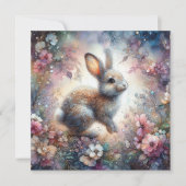 Sweet Pastel Bunny Waterverf Glitter Pasen Feestdagenkaart (Voorkant)
