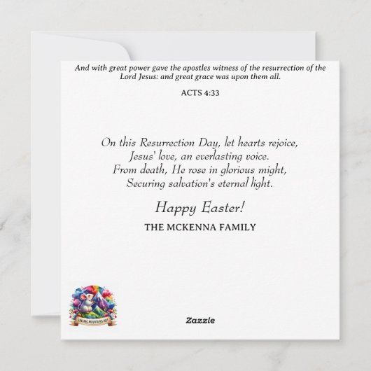 Sweet Pastel Bunny Waterverf Glitter Pasen Feestdagenkaart (Achterkant)