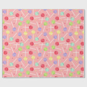 Sweet Pastel Candy Lollipops Pattern Cadeaupapier (Vlak)