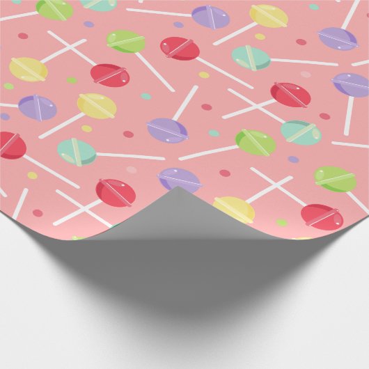 Sweet Pastel Candy Lollipops Pattern Cadeaupapier (Hoek)