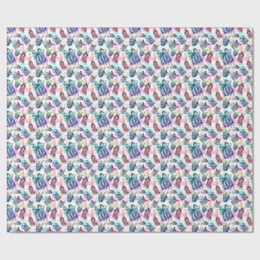Sweet Pastel Christmas Waterverf Gift Wrap Cadeaupapier (Vlak)