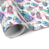 Sweet Pastel Christmas Waterverf Gift Wrap Cadeaupapier (Rol Hoek)