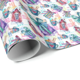 Sweet Pastel Christmas Waterverf Gift Wrap Cadeaupapier