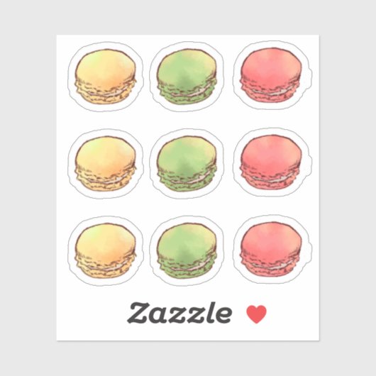 Sweet Pastel Color Macarons Sticker (Vel)