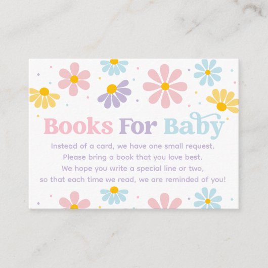 Sweet Pastel Daisy Baby shower Boek Verzoek Informatiekaartje (Voorkant)