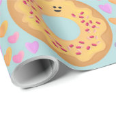 Sweet Pastel Donuts and Hearts Pattern Cadeaupapier (Rol Hoek)