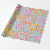 Sweet Pastel Donuts and Hearts Pattern Cadeaupapier (Uitgerold)