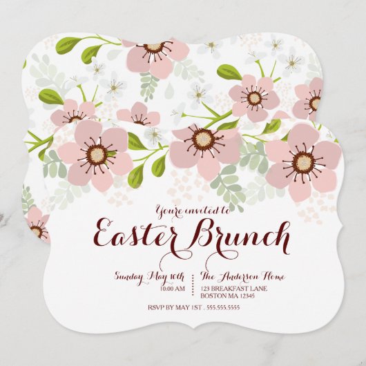 Sweet Pastel Floral Easter Brunch Uitnodiging (Voorkant / Achterkant)