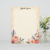 Sweet Pastel Flowers Stationery Paper Briefhoofd (Staand voorkant)