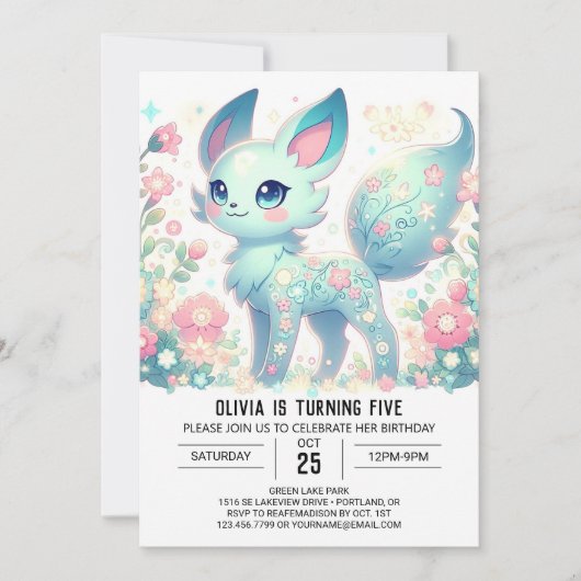 Sweet Pastel Fox digitale verjaardag Kaart (Voorkant)