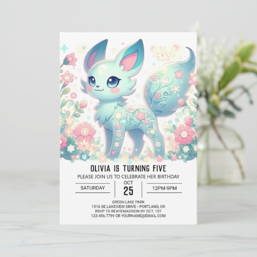 Sweet Pastel Fox digitale verjaardag Kaart (Staand voorkant)