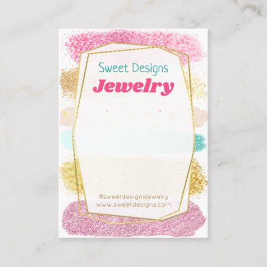 Sweet Pastel Glitter Jewelry Display Packaging Visitekaartje (Voorkant)