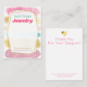 Sweet Pastel Glitter Jewelry Display Packaging Visitekaartje (Voorkant / Achterkant)