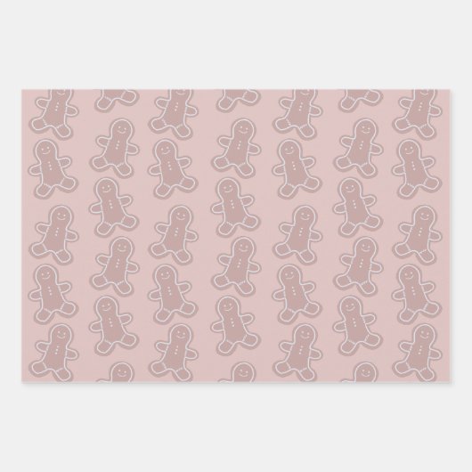 Sweet Pastel Green, Pink, Taupe Gingerbread Cookie Inpakpapier Vel (Voorkant)