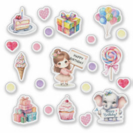 Sweet Pastel Happy Birthday Stickers