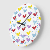 Sweet Pastel Hearts Clock Grote Klok (Hoek)