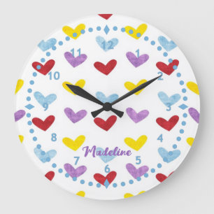 Sweet Pastel Hearts Clock Grote Klok