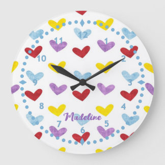 Sweet Pastel Hearts Clock Grote Klok