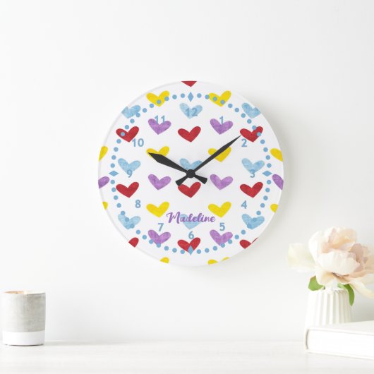 Sweet Pastel Hearts Clock Grote Klok (Huis)