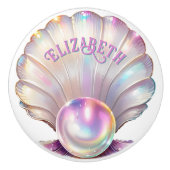 Sweet Pastel Iridescent Pearl Seashell Keramische Knop (Voorkant)