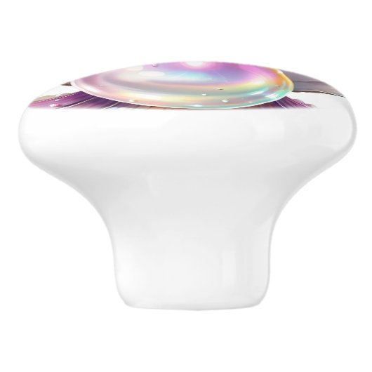 Sweet Pastel Iridescent Pearl Seashell Keramische Knop (Zijkant)