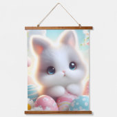 Sweet Pastel Kawaii Kitten Easter Eggs Hangend Wandkleed (Voorkant)