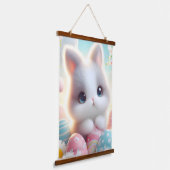 Sweet Pastel Kawaii Kitten Easter Eggs Hangend Wandkleed (Gebogen)