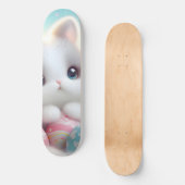 Sweet Pastel Kawaii Kitten Easter Eggs Persoonlijk Skateboard (Voorkant)