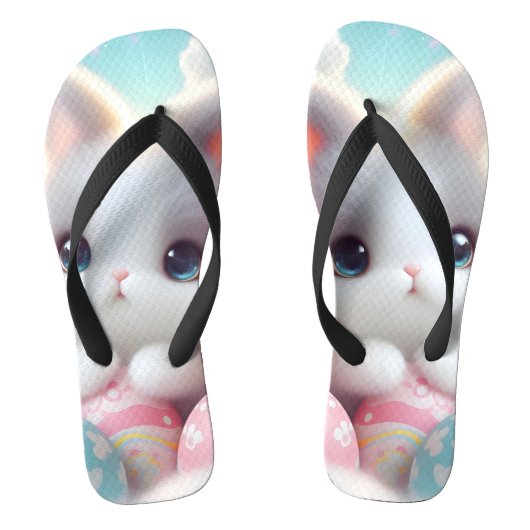 Sweet Pastel Kawaii Kitten Easter Eggs Teenslippers (Voetbed)