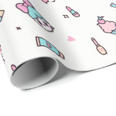 Sweet Pastel Kawaii Pattern – Stars & Makeup Cadeaupapier (Rol Hoek)