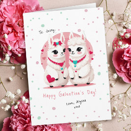 Sweet Pastel Llama Pun BFF Galentine's Day Kaart